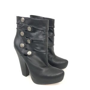 Velvet Angels Women's Size 36 US 6 Black Ruched Leather Cleo Ankle Boot